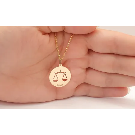 ZŁOTA 585 ZAWIESZKA ZNAK ZODIAKU WAGA 