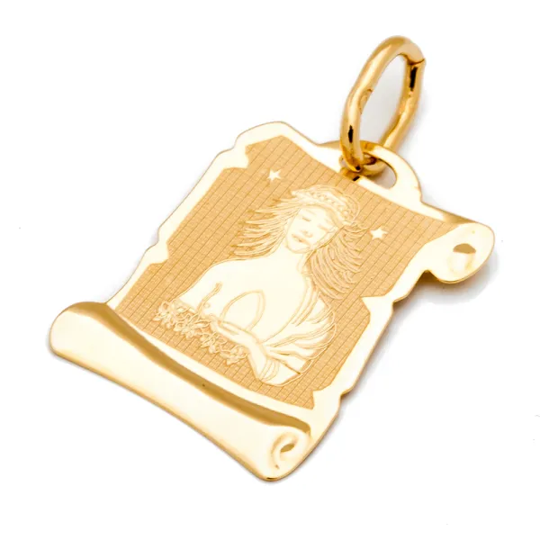 ZŁOTA ZAWIESZKA ZNAK ZODIAKU PANNA NA PAPIRUSIE