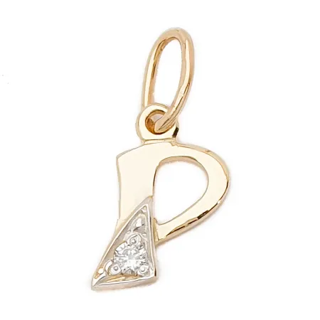 ZŁOTA ZAWIESZKA 585 LITERKA P z CYRKONIĄ