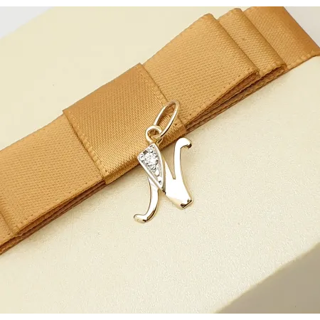 ZŁOTA ZAWIESZKA LITERKA N z Cyrkonią 