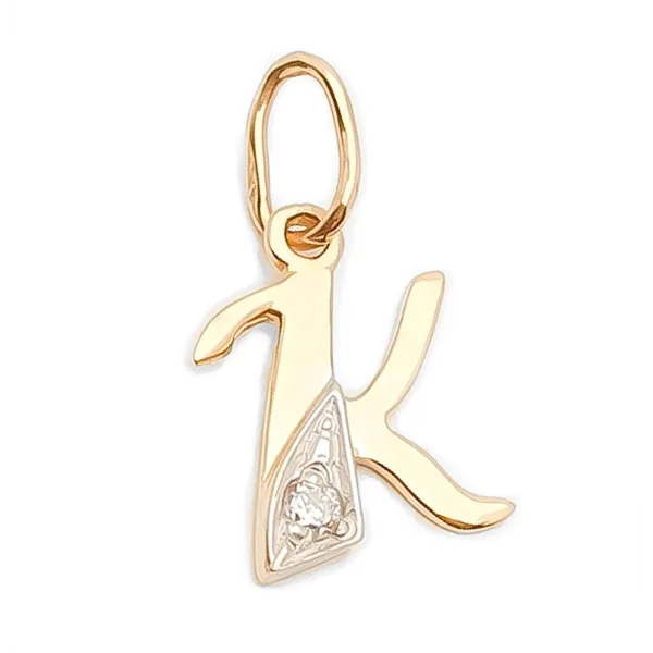ZŁOTA ZAWIESZKA LITERKA K z Cyrkonią 