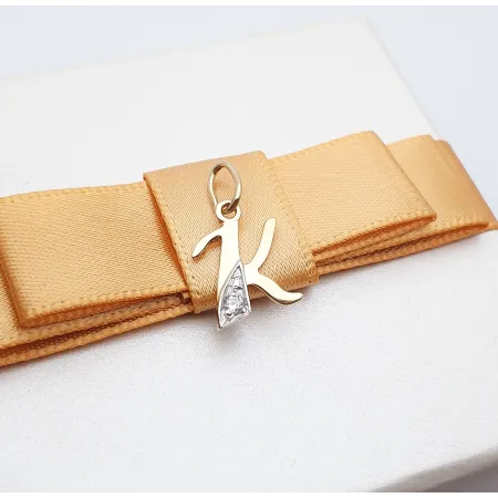 ZŁOTA ZAWIESZKA LITERKA K z Cyrkonią 