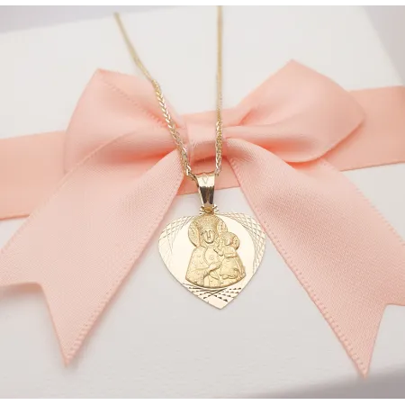 Złoty Medalik Matka Boska Częstochowska Grawer