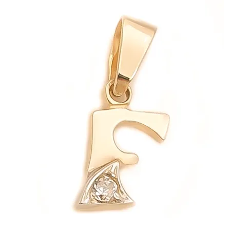 ZŁOTA ZAWIESZKA 585 LITERKA F z CYRKONIĄ 