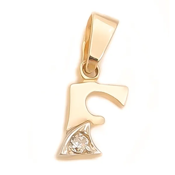 ZŁOTA ZAWIESZKA 585 LITERKA F z CYRKONIĄ 