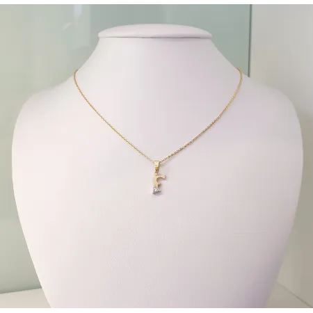 ZŁOTA ZAWIESZKA 585 LITERKA F z CYRKONIĄ 