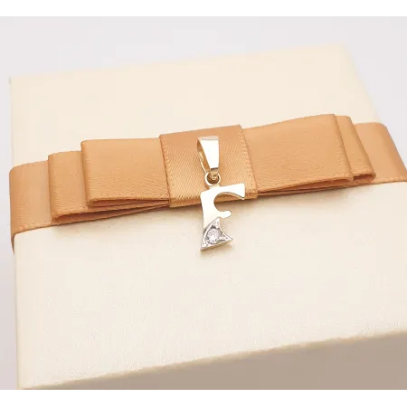 ZŁOTA ZAWIESZKA 585 LITERKA F z CYRKONIĄ 