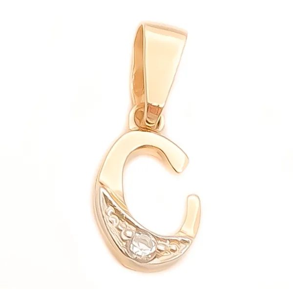 ZŁOTA ZAWIESZKA LITERKA C z CYRKONIĄ