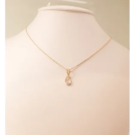 ZŁOTA ZAWIESZKA LITERKA C z CYRKONIĄ