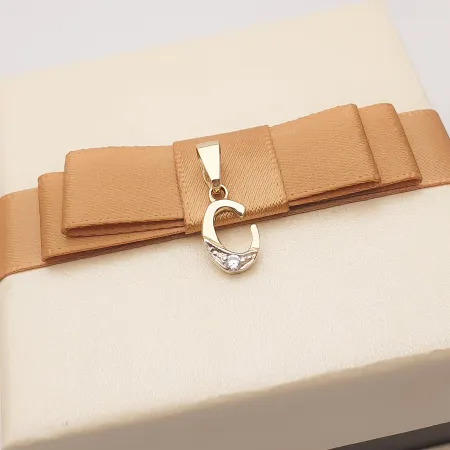 ZŁOTA ZAWIESZKA LITERKA C z CYRKONIĄ