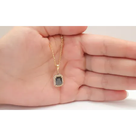 ZŁOTA ZAWIESZKA 585 Z CZARNĄ CYRKONIĄ 