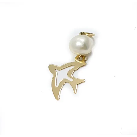 Złota Zawieszka Jaskółka z Perełką 