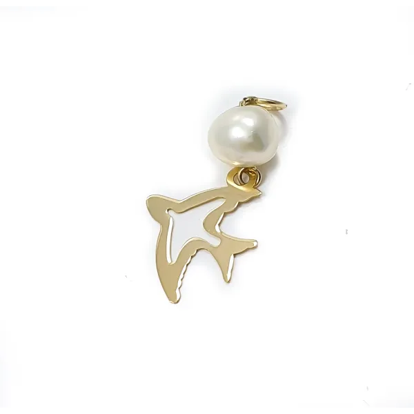 Złota Zawieszka Jaskółka z Perełką 