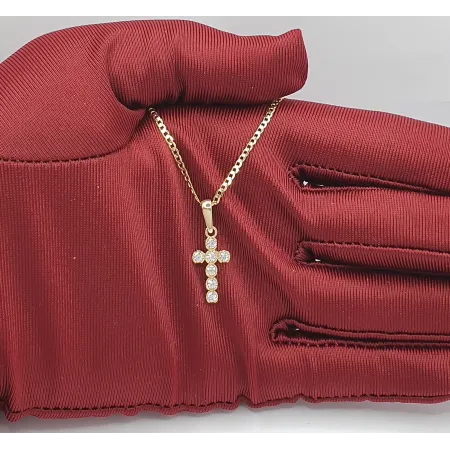 Złoty Delikatny Krzyżyk Cyrkonie pr 585 na Prezent