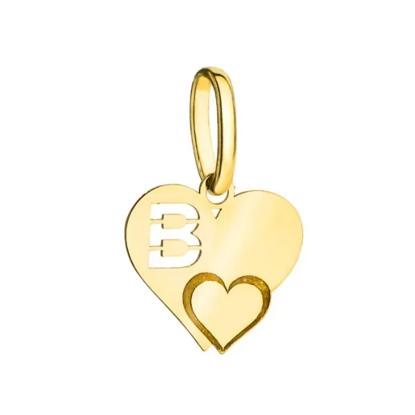 Złota Zawieszka Literka ''B'' w Sercu 585