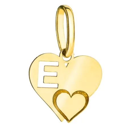 Złota Zawieszka Literka ''E'' w Sercu 585