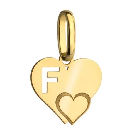Złota Zawieszka Literka ''F'' w Sercu 585