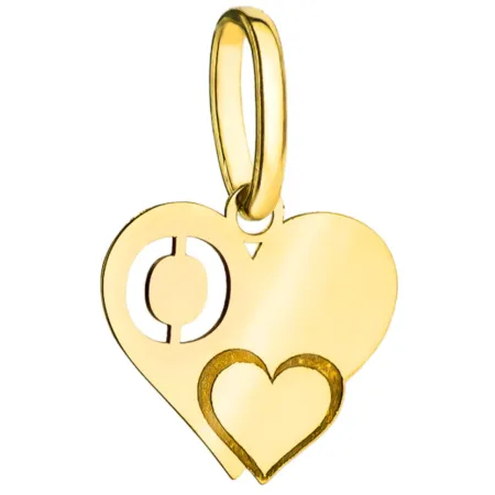 Złota Zawieszka Literka ''O'' w Sercu 585