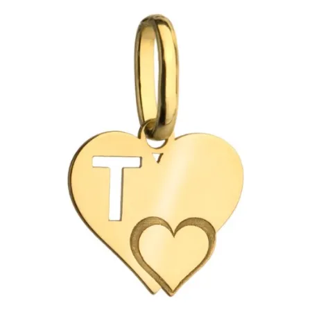 Złota Zawieszka Literka ''T'' w Sercu 585