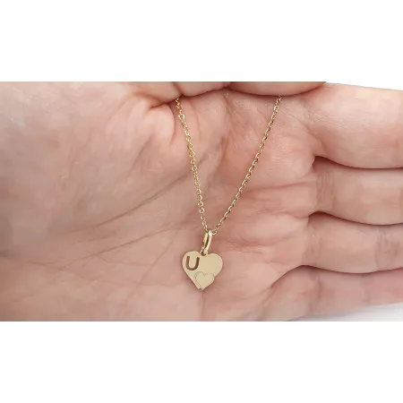 Złota Zawieszka Literka ''U'' w Sercu 585