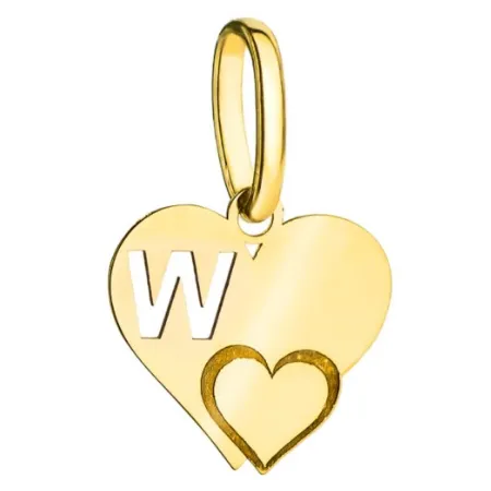 Złota Zawieszka Literka ''W'' w Sercu 585