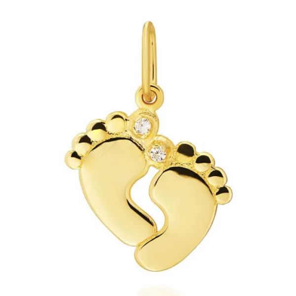 Złota Zawieszka 585 Stópki Cyrkonie Grawer