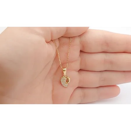 Złota 585 Zawieszka Stópki Cyrkonie na Prezent