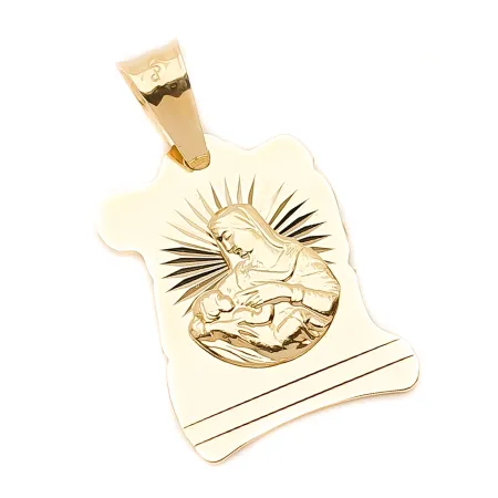 Złoty Medalik Papirus Matka Boska z Dzieciątkiem