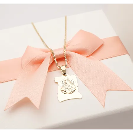 Złoty Medalik Papirus Matka Boska z Dzieciątkiem