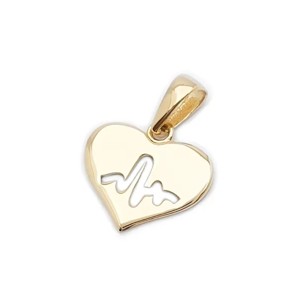 Złota 585 Zawieszka Serce z Linią Życia