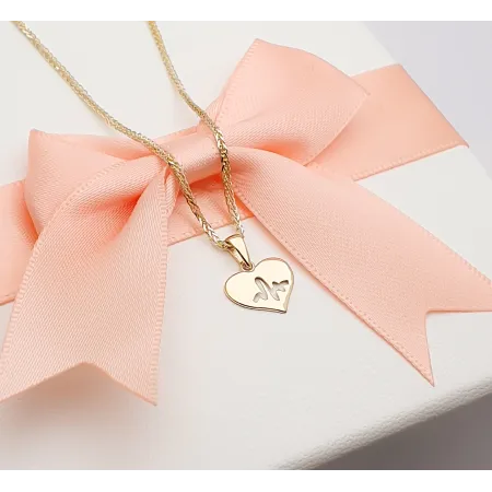 Złota 585 Zawieszka Serce z Linią Życia