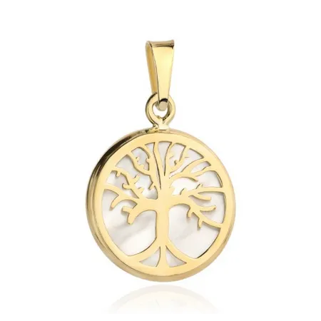 Złota Zawieszka 585 Drzewko Szczęścia Masa Perłowa