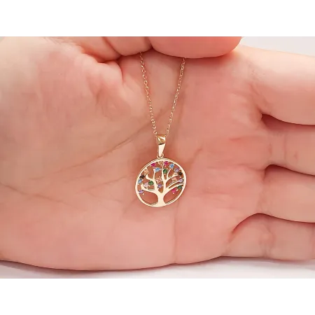 Złota Zawieszka Drzewko Szczęścia Kolorowe Cyrkoni