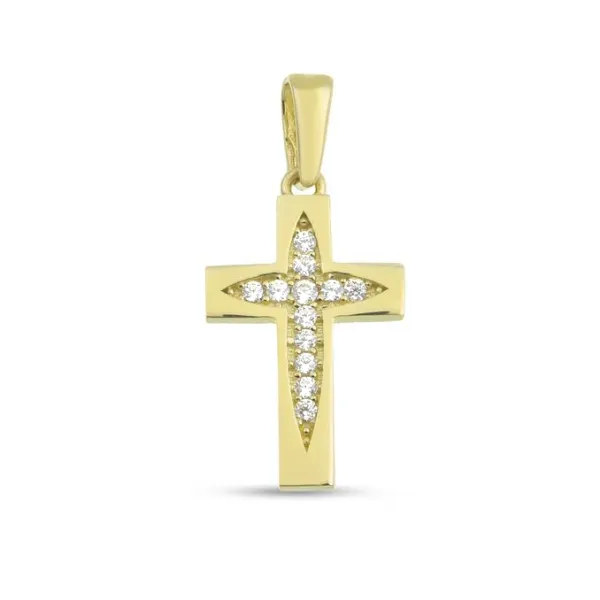 Złoty Krzyżyk z Cyrkoniami Elegancki Prezent 585