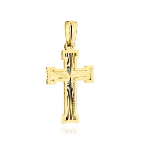 Złoty Krzyżyk 585 Diamentowany w Gładkiej Oprawie