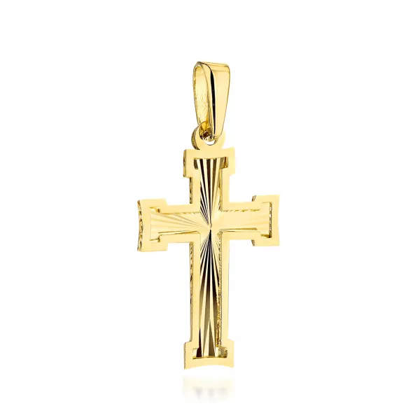 Złoty Krzyżyk 585 Diamentowany w Gładkiej Oprawie