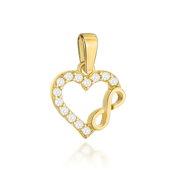 Złota Zawieszka 585 Serce Nieskończoność Cyrkonie