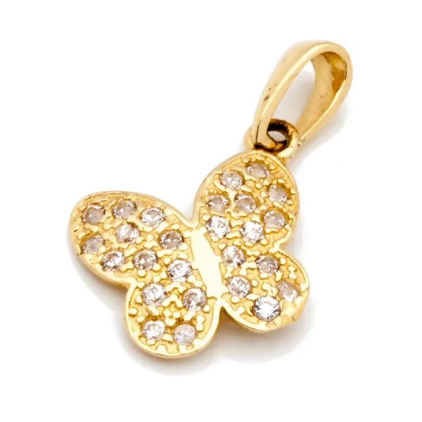 ZŁOTA ZAWIESZKA MOTYLEK CYRKONIE