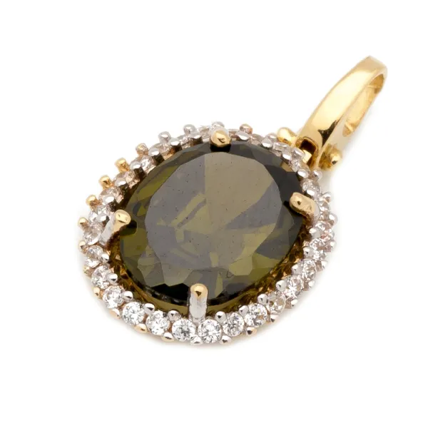 ZŁOTA ZAWIESZKA 585 CYRKONIA ZIELONA