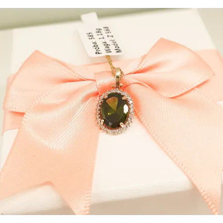 ZŁOTA ZAWIESZKA 585 CYRKONIA ZIELONA