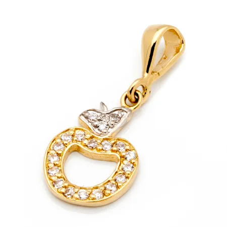 ZŁOTA ZAWIESZKA JABŁUSZKO WYSADZANE CYRKONIĄ