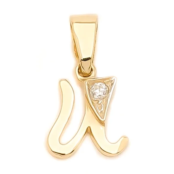 ZŁOTA ZAWIESZKA 585 LITERKA U z Cyrkonią