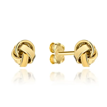 Złote Kolczyki 585 Plecione Supełki Żółte Złoto 