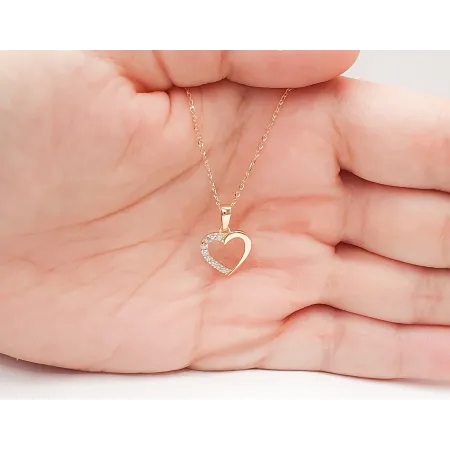 Złota 585 Zawieszka Serduszko Cyrkonie