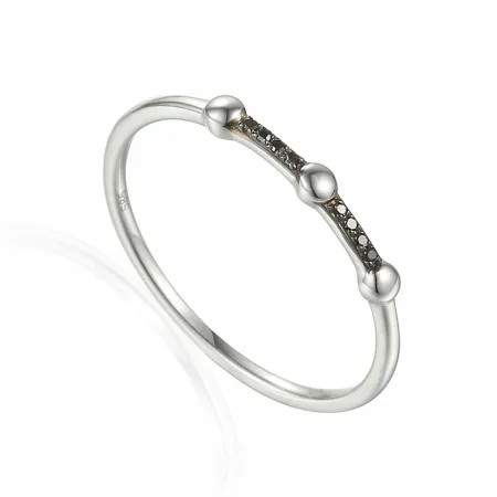 PIERŚCIONEK CZARNE DIAMENTY 585 BIAŁE ZŁOTO