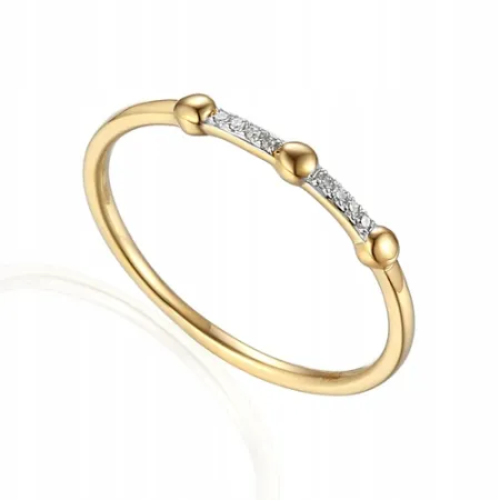 ZŁOTY PIERŚCIONEK Z DIAMENTAMI 585 PREZENT