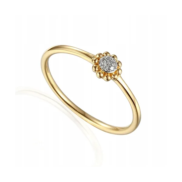 ZŁOTY 585 PIERŚCIONEK Z DIAMENTAMI NA PREZENT