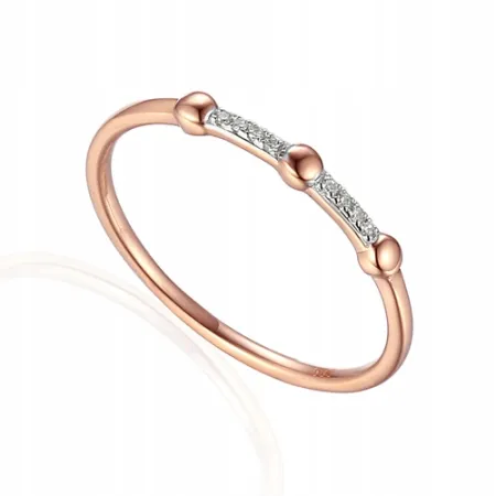 ZŁOTY PIERŚCIONEK Z DIAMENTAMI 585 PREZENT