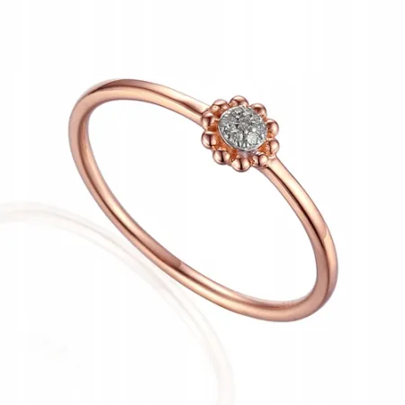 ZŁOTY 585 PIERŚCIONEK Z DIAMENTAMI NA PREZENT