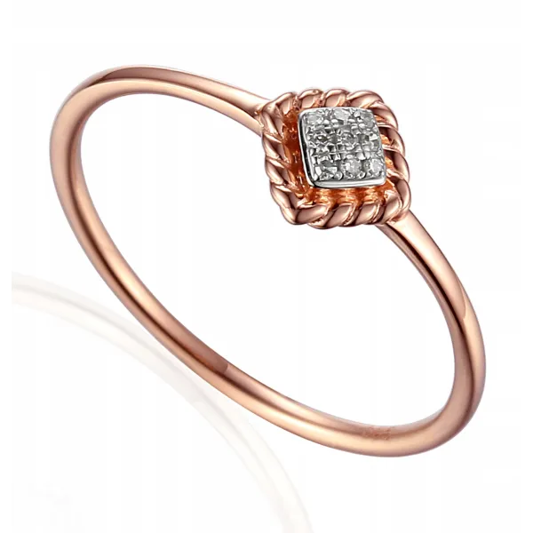 PIERŚCIONEK DIAMENTY RÓŻOWE ZŁOTO PRÓBA 585